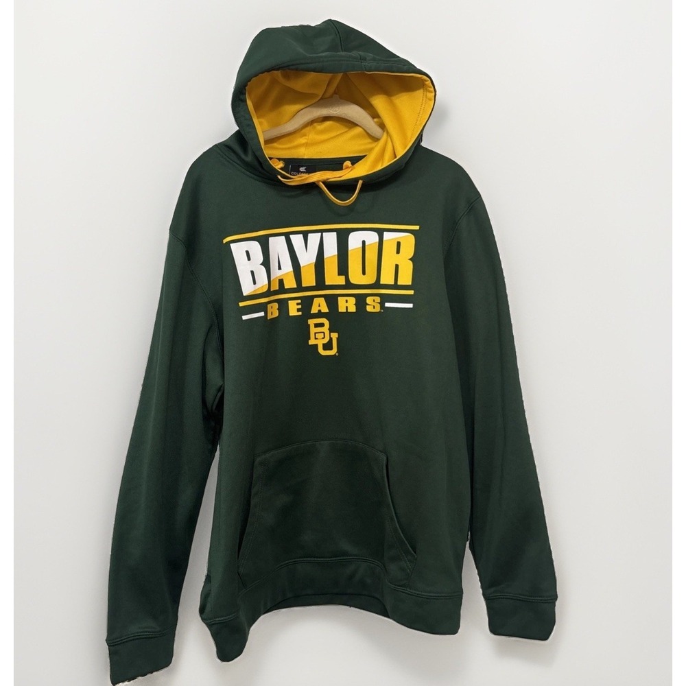 Baylor Bears Hoodie Performance Men Sz L Colosseum College Football Green Yellow